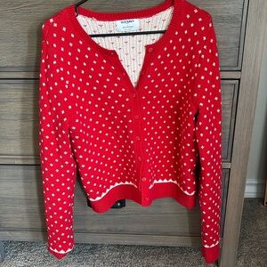 Red button down cardigan